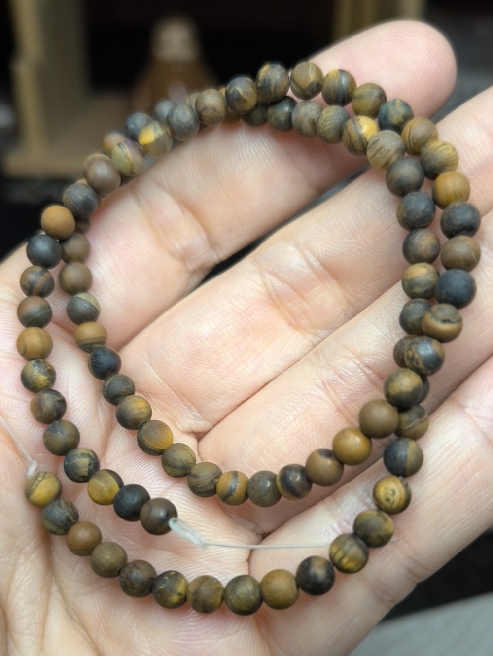 #3- 4mm Natural Matte Tiger’s Eye Stone Beads - 14 Inch Strand - Picture 2 of 4